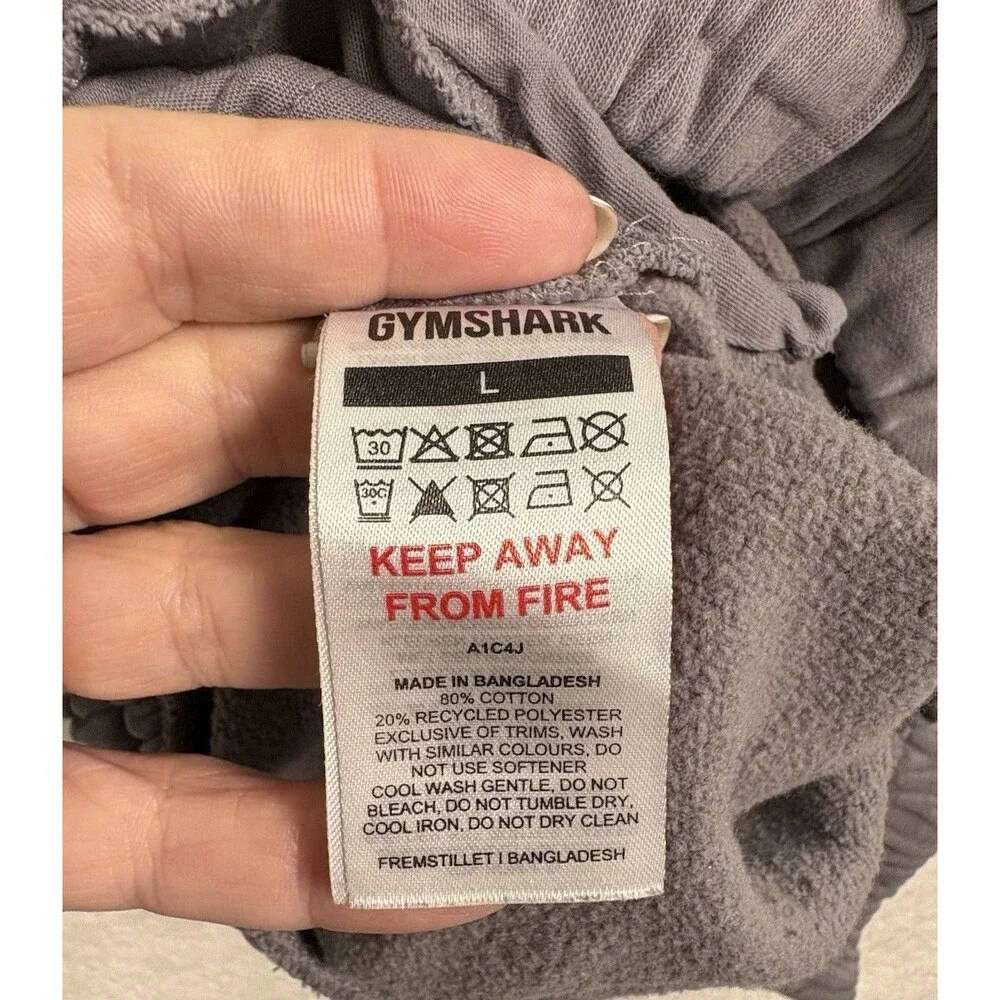 Gymshark Lifting Joggers Gray Sweatpants Men’s Large Fleece Lined Cotton Blend
